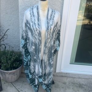 Modena Women's Green Watercolor Print Boho Kimono Cardigan Women's One Size
